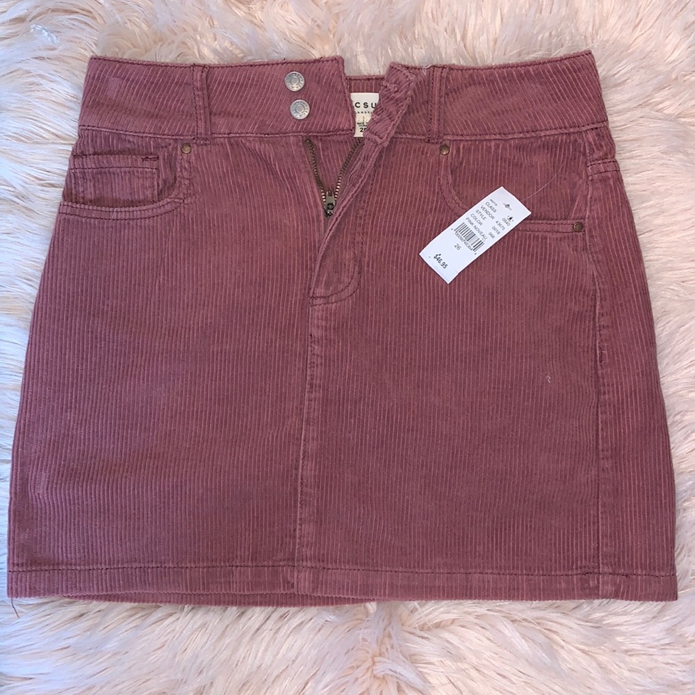 Pacsun Skirt Womens 26 Dark Pink Corduroy Pockets Mini Boho Pockets